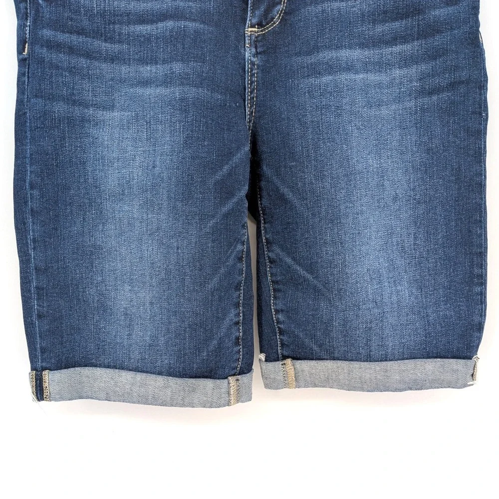 Paige Jax Long Length Denim Shorts Sz 28 Dark Wash‎ Burmuda Walking Short Modest